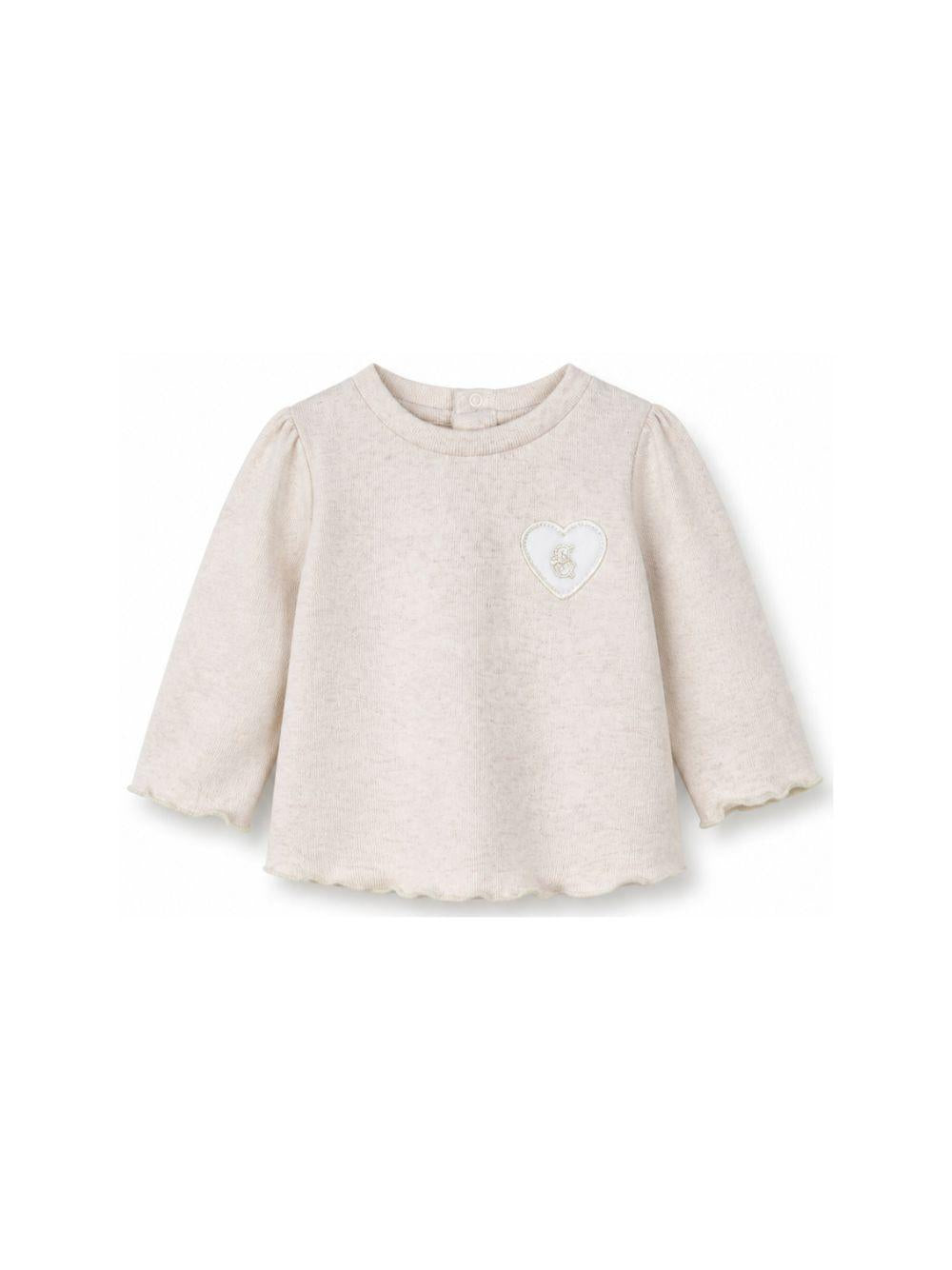 T-shirt per neonata Chloé Kids beige con applicazione a cuore sul petto C21363 B39 CHLOE' KIDS 