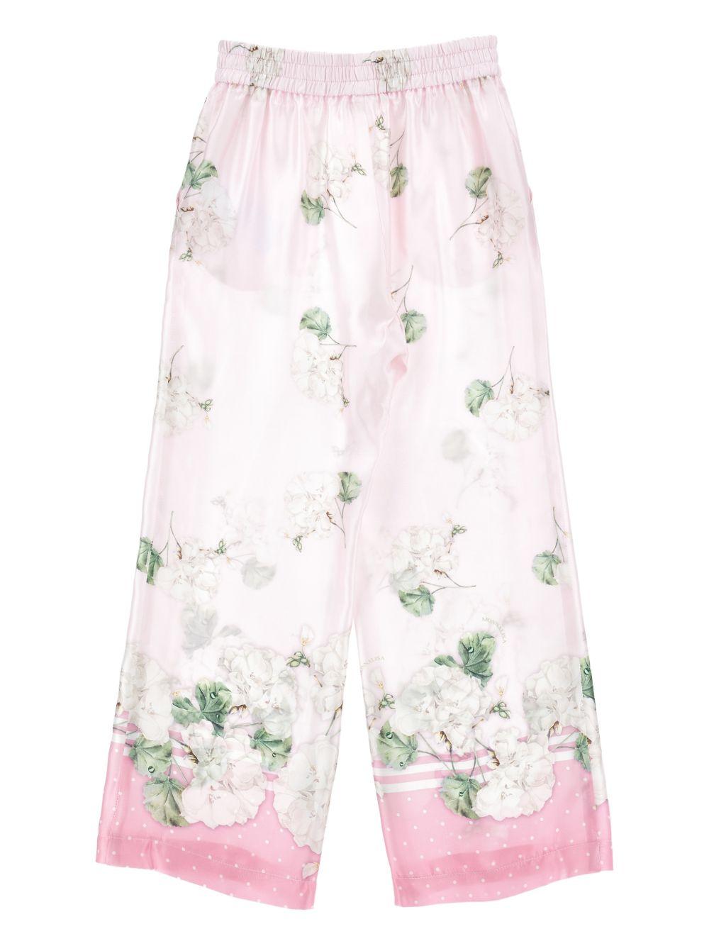Pantaloni per bambina Monnalisa rosa con stampa a fiori 71G403 7668 0091 MONNALISA KIDS 