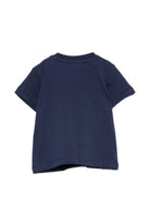 T-shirt per neonati Moschino Kids blu con logo sul davanti MUM04PLAA03 40016 MOSCHINO KIDS 