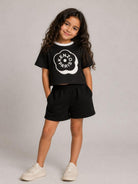 T-shirt per bambina Kenzo Kids nera con taglio crop K62004 09B KENZO KIDS 