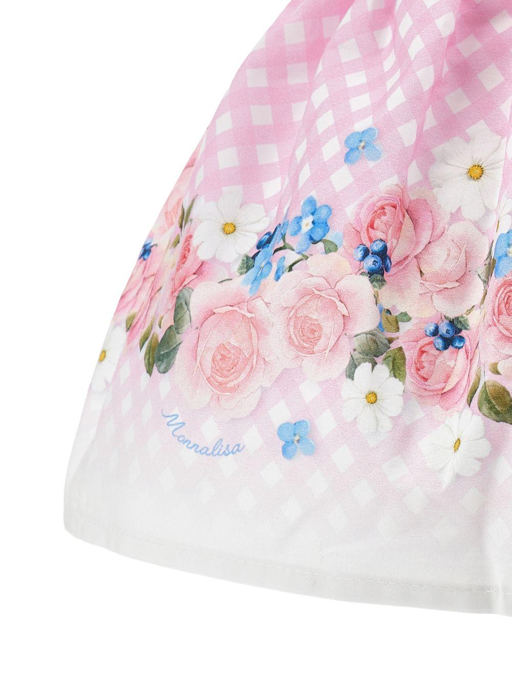 Gonna per neonata Monnalisa rosa a quadretti con stampa a fiori 31G700 7654 9084 MONNALISA KIDS 