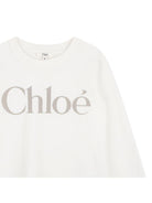 T-shirt per bambina Chloè Kids bianca con stampa logo sul davanti C21299 117 CHLOE' KIDS 