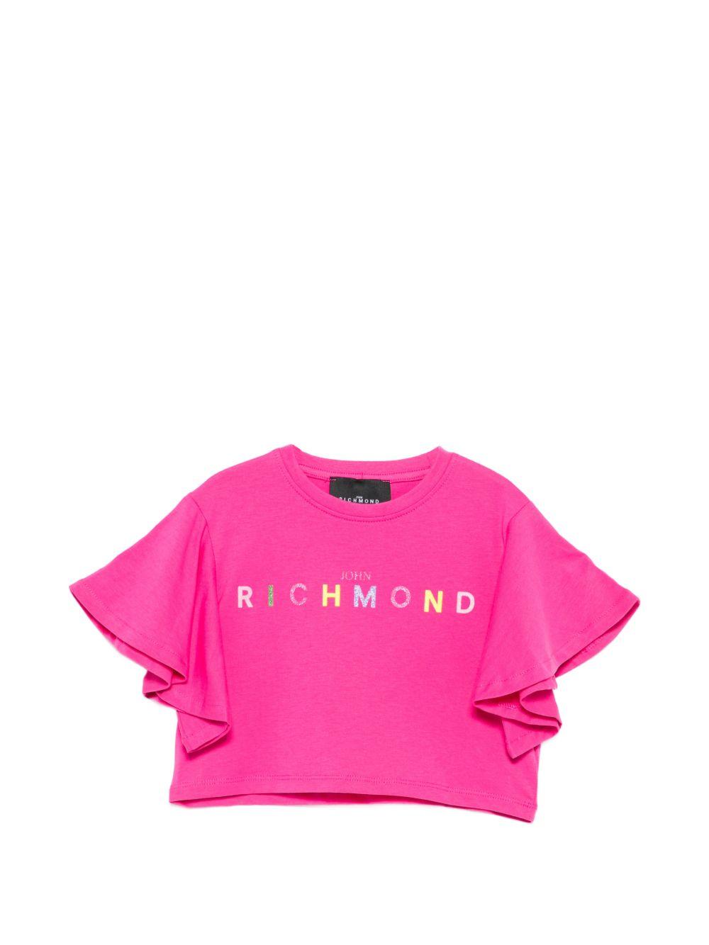 T-shirt per bambina John Richmond Junior fucsia con ruches RGP26008TO FUCHSIA PURPLE JOHN RICHMOND KIDS 