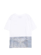 T-shirt per bambina Moschino Kids bianca con stampa denim H7M05GLAA02 10101 MOSCHINO KIDS 