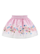 Gonna per neonata Monnalisa rosa a quadretti con stampa a fiori 31G700 7654 9084 MONNALISA KIDS 