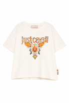 T-shirt per bambina Just Cavalli Kids bianca con ricamo sul davanti JGP26114TS PRISTINE ROBERTO CAVALLI KIDS 