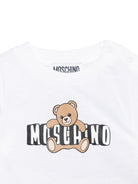 Completo per neonati Moschino Kids bianco con stampa grafica Teddy Bear MUG01ULCA19 10101 MOSCHINO KIDS 