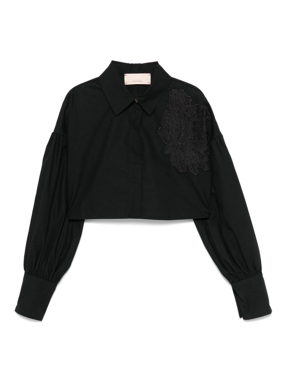 Camicia per bambina Elisabetta Franchi La Mia Bambina nero con applicazione in pizzo EFCA2630CA235 N000 ElISABETTA FRANCHI 