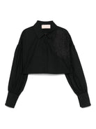 Camicia per bambina Elisabetta Franchi La Mia Bambina nero con applicazione in pizzo EFCA2630CA235 N000 ElISABETTA FRANCHI 