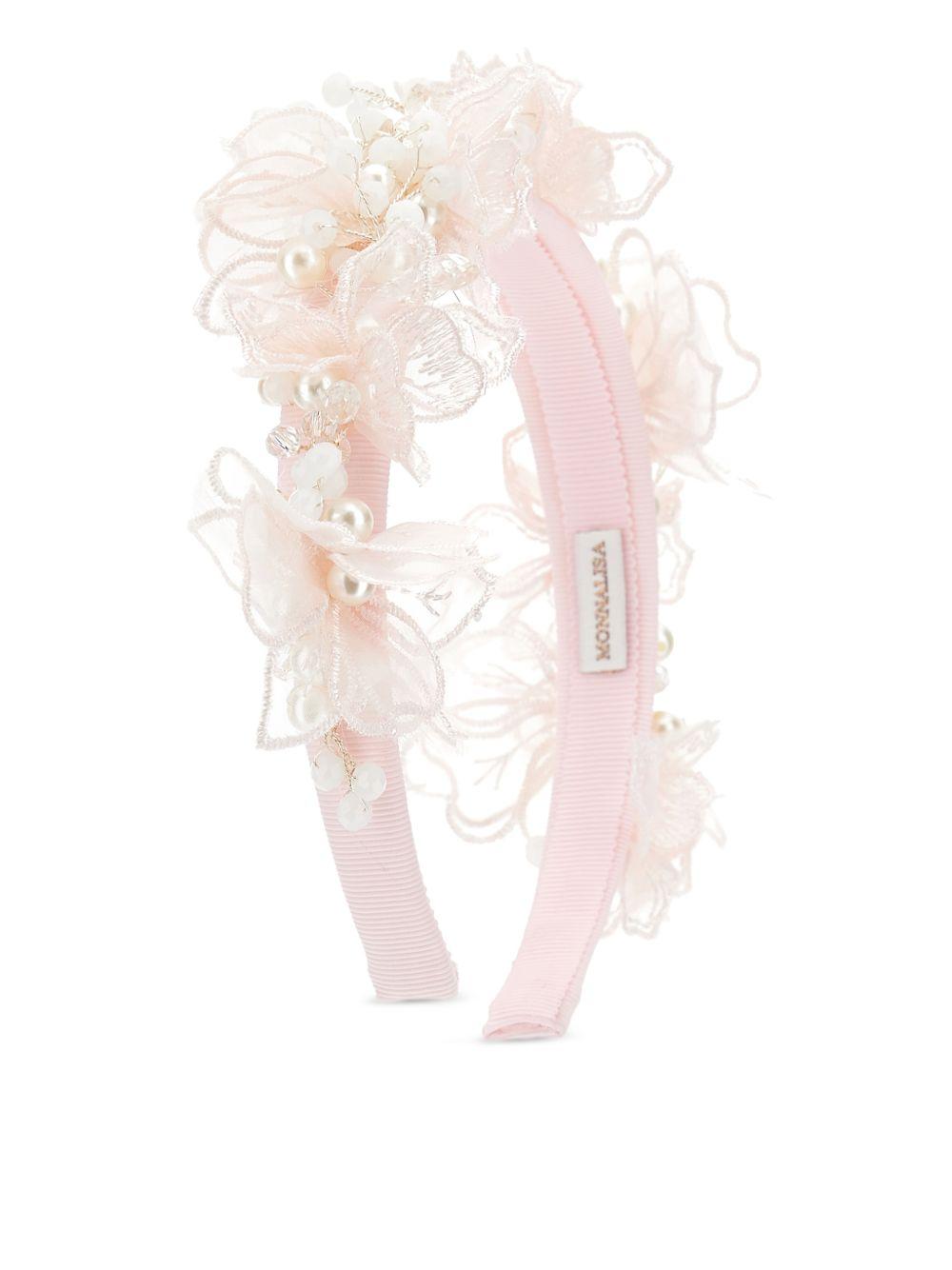 Cerchietto per capelli per bambina Monnalisa rosa con dettaglio floreale 77G001 7772 0092 MONNALISA 