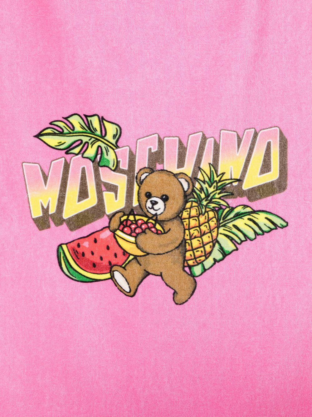 Telo mare per bambina Moschino Kids fucsia con logo sul davanti HTX01BLGA24 50533 MOSCHINO KIDS 