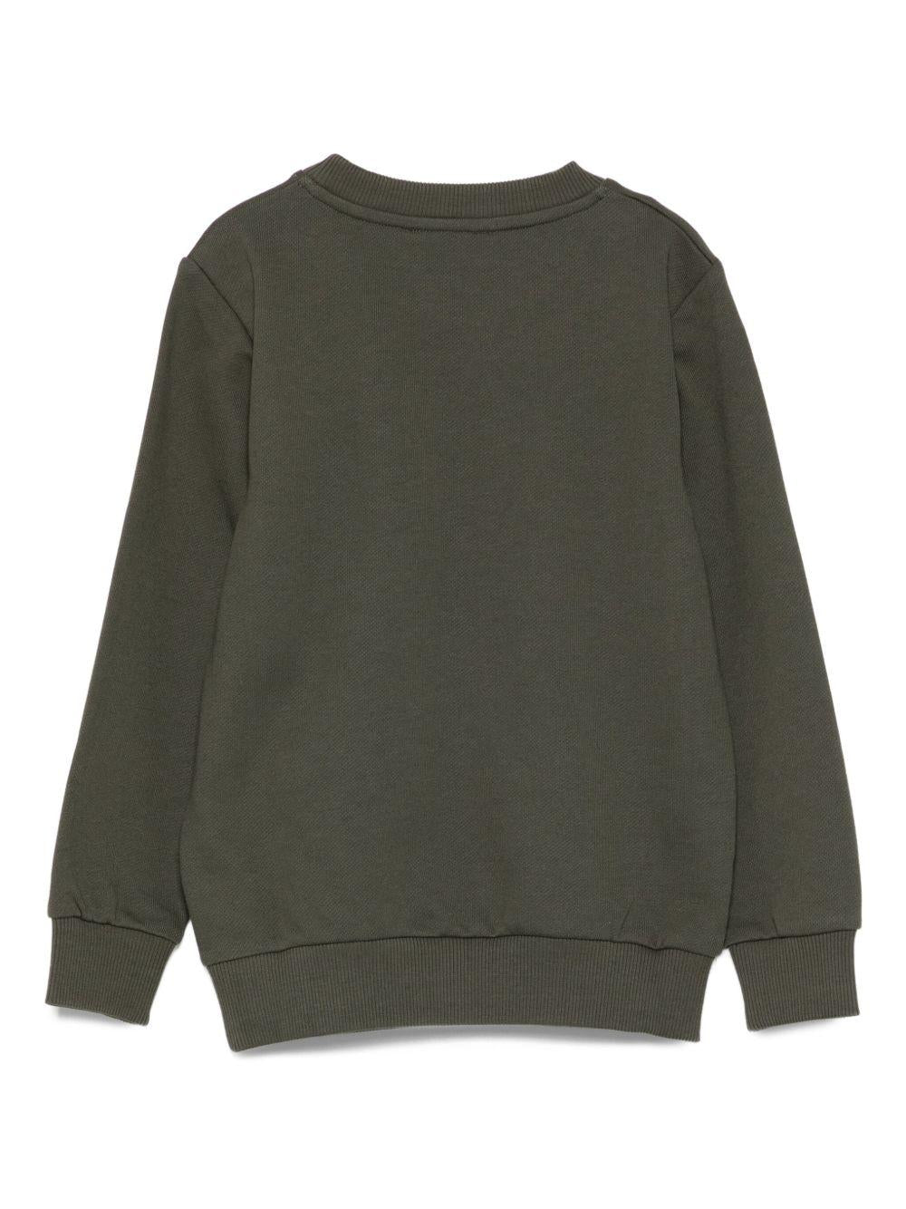 Felpa per bambino Balmain Kids verde con logo ricamato BX4Q50 Z3183 762VE BALMAIN KIDS 