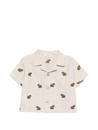 Camicia Deccie per neonato Donsje beige con ricamo rane all-over 4116801 00003 DONSJE KIDS 