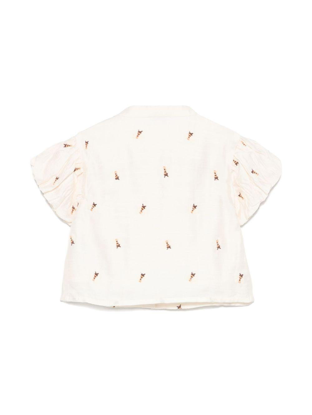 Camicia per neonata Donsje Ezrah beige con ricamo all-over 4095402NB 00003 DONSJE KIDS 
