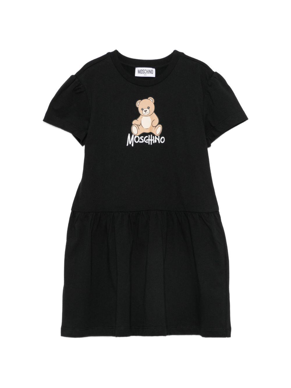 Abito per bambina Moschino Kids nero con motivo Teddy Bear HDV0IHLAA10 60100 MOSCHINO KIDS 