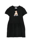 Abito per bambina Moschino Kids nero con motivo Teddy Bear HDV0IHLAA10 60100 MOSCHINO KIDS 