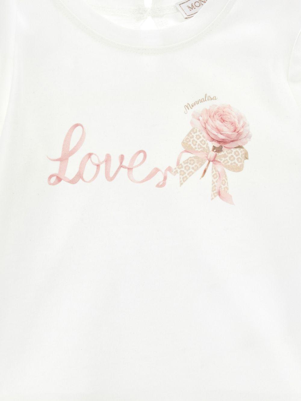 T-shirt per neonata Monnalisa Kids bianca con stampa scritta "love" sul davanti 39H604 8002 0001 MONNALISA KIDS 