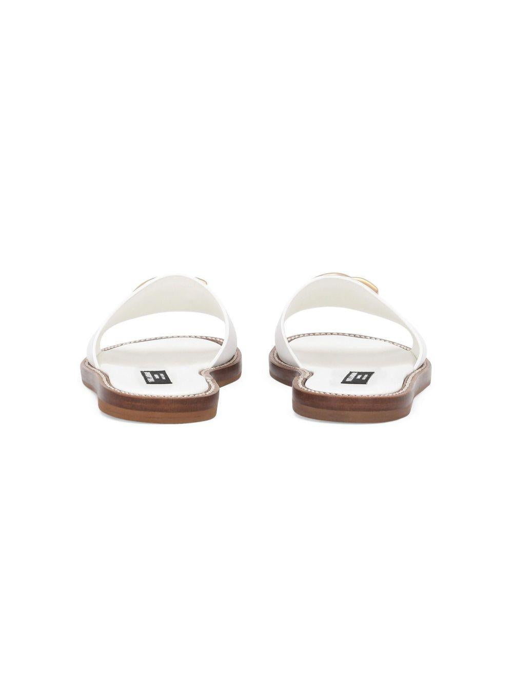 Ciabatte per bambina Dolce & Gabbana Kids bianca con logo color oro D11285 A1048 80001 DOLCE & GABBANA KIDS 