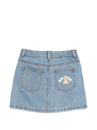 Gonna per bambina Moschino Kids in denim con stampa logo sul retro HDJ044L0E35 40183 MOSCHINO KIDS 