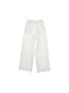 Pantaloni per bambina Monnalisa bianchi con ricamo a fiori 17G400 7014 0001 MONNALISA KIDS 