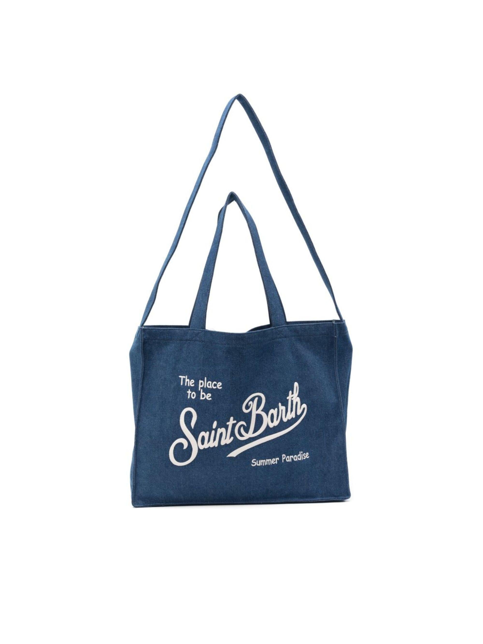 Borsa tote Essential Bag N MC2 Saint Barth denim con logo stampato EBAGN006 00431L MC2 ST. BARTH KIDS 
