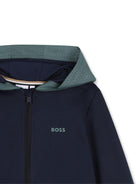 Felpe da bambino Boss Kids blu scuro con cappuccio e zip J52950 849 BOSS KIDS 