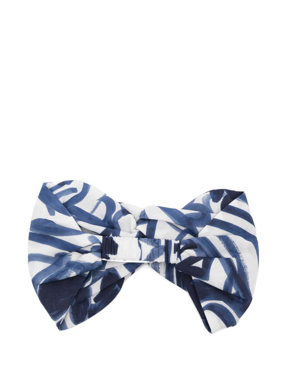 Fascia per capelli per neonata Il Gufo bianco e blu con dettaglio ad incrocio P26GPH0016C4154 475 IL GUFO 