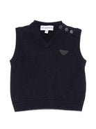 Gilet per neonato Emporio Armani Kids blu con toppa con logo EB000441 AF28773 UB118 EMPORIO ARMANI KIDS 