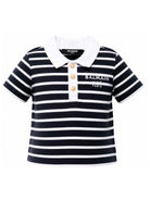 Polo per neonati Balmain Kids blu e bianco con motivo a righe BY8521 Z3657 617BC BALMAIN KIDS 