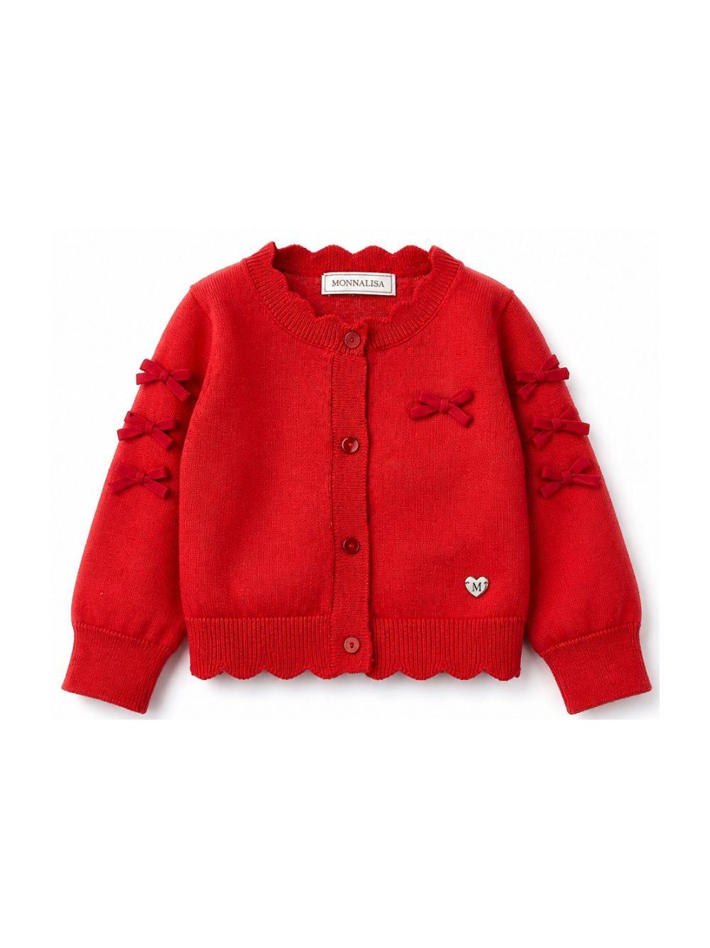 Cardigan per bambina Monnalisa Kids rosso con orlo smerlato 37H800 8060 0043 MONNALISA KIDS 