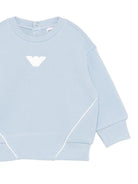 Felpa per neonato Emporio Armani Kids azzurra con applicazione con logo EB001328 AF20638 U9360 EMPORIO ARMANI KIDS 