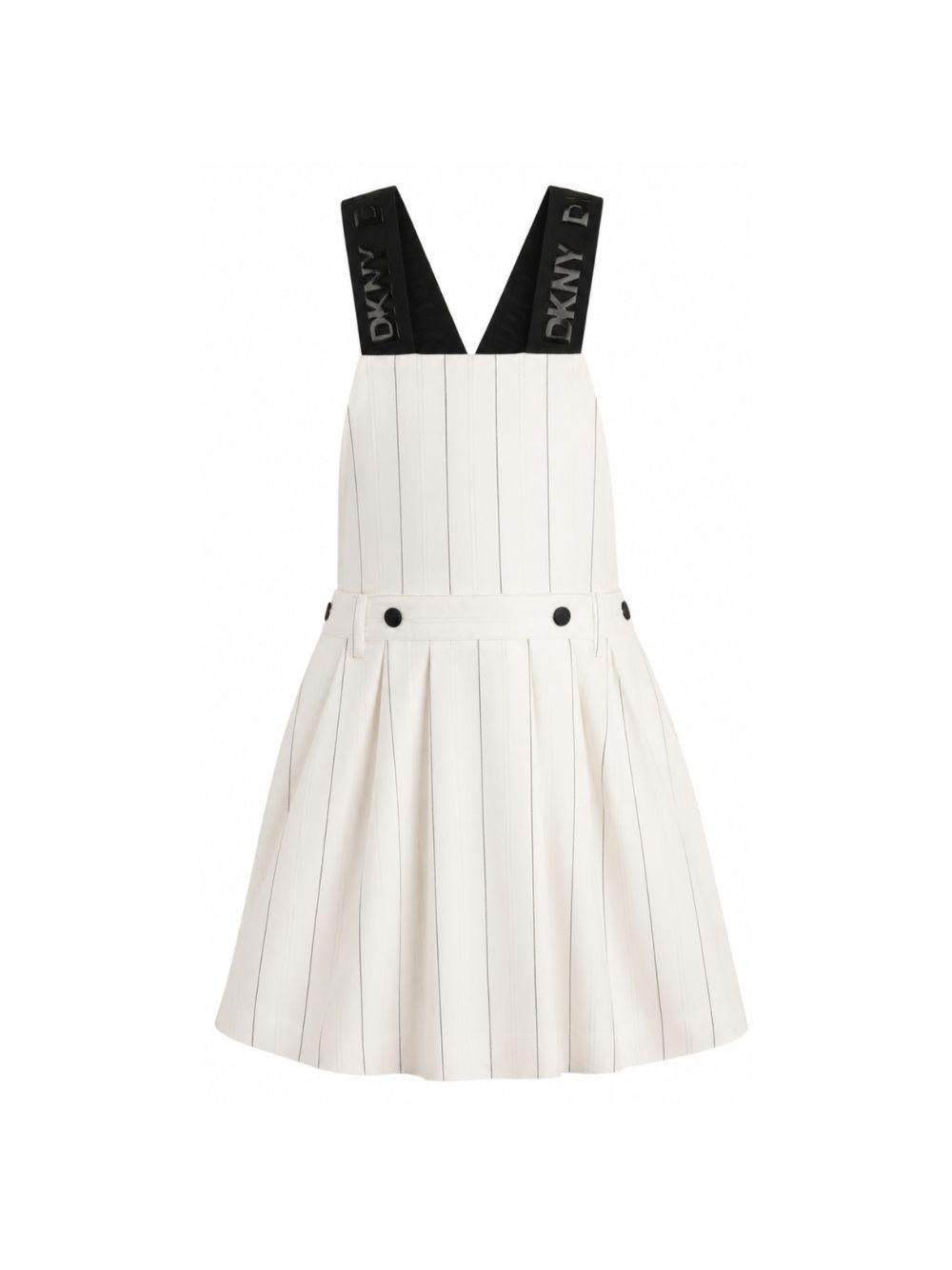 Abito per bambina Dkny Kids bianco con motivo gessato D62598 Z40 DKNY KIDS 