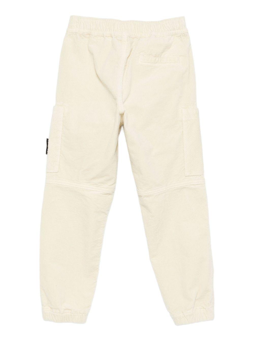 Pantaloni per bambino Stone Island Junior beige in velluto a coste con tasche applicate K2S163100005S0199 V0093 STONE ISLAND JUNIOR 