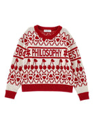 Maglione per bambina Philosophy di Lorenzo Serafini Kids rosso con motivo a ciligie I9F602 6066 P143 PHILOSOPHY 
