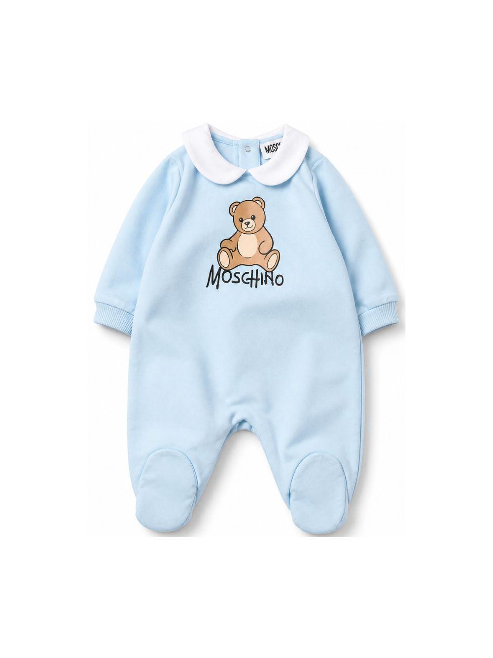 Tutina per neonato Moschino Kids azzurro con dettaglio Teddy Bear M5Y037LCA40 40304 MOSCHINO KIDS 