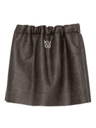 Gonna per bambina Douuod Kids marrone con orlo a taglio vivo DX7A01 H0072 320BG DOUUOD KIDS 