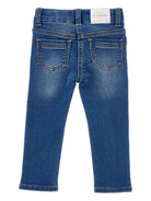 Jeans dritti per neonata Monnalisa in denim con stampa con fiocco 39F400 6042 0055 MONNALISA 
