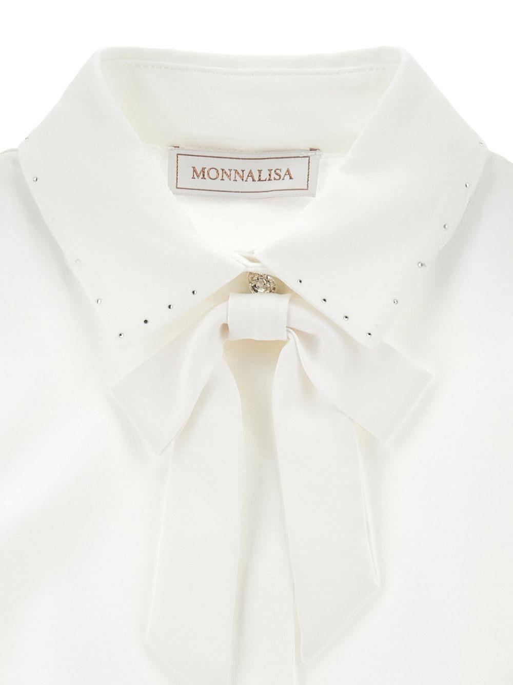 Camicia per bambina Monnalisa Kids bianca con colletto a strass 18HAZZ 8201 0099 MONNALISA KIDS 