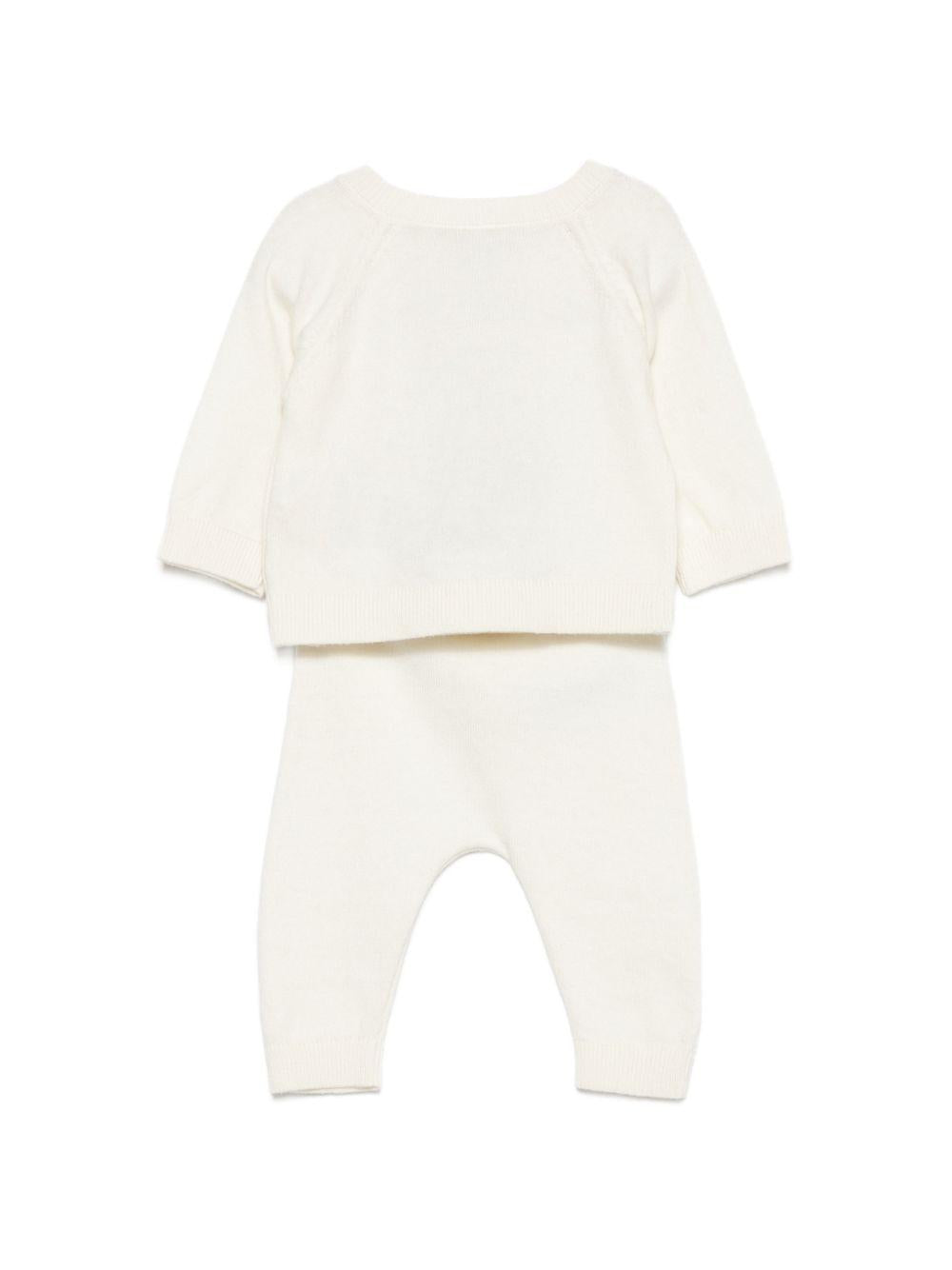 Set maglione e pantaloni per neonati Petit Bateau bianco con motivo cuccioli A0GIW 02 PETIT BATEAU KIDS 
