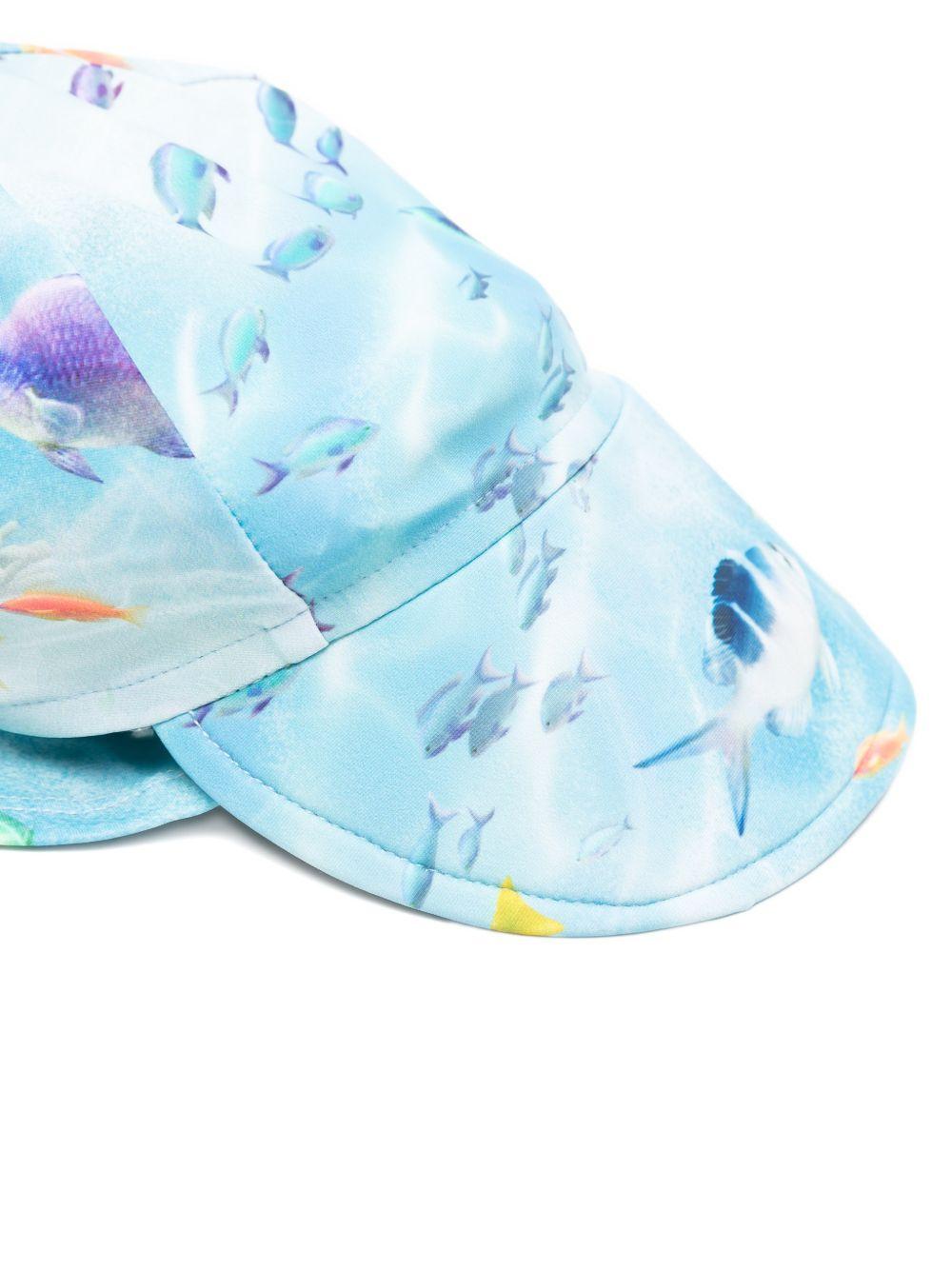 Cappello per neonato Molo azzurro con stampa di pesci blu 7S26Y302 9533 MOLO 