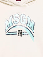 Felpa per bambina MSGM Kids bianca con cappuccio color block F5MSJGHS122 013 MSGM KIDS 