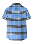 Camicia per bambino Burberry Kids azzurra con motivo a quadri 8117926 C4258 BURBERRY KIDS 