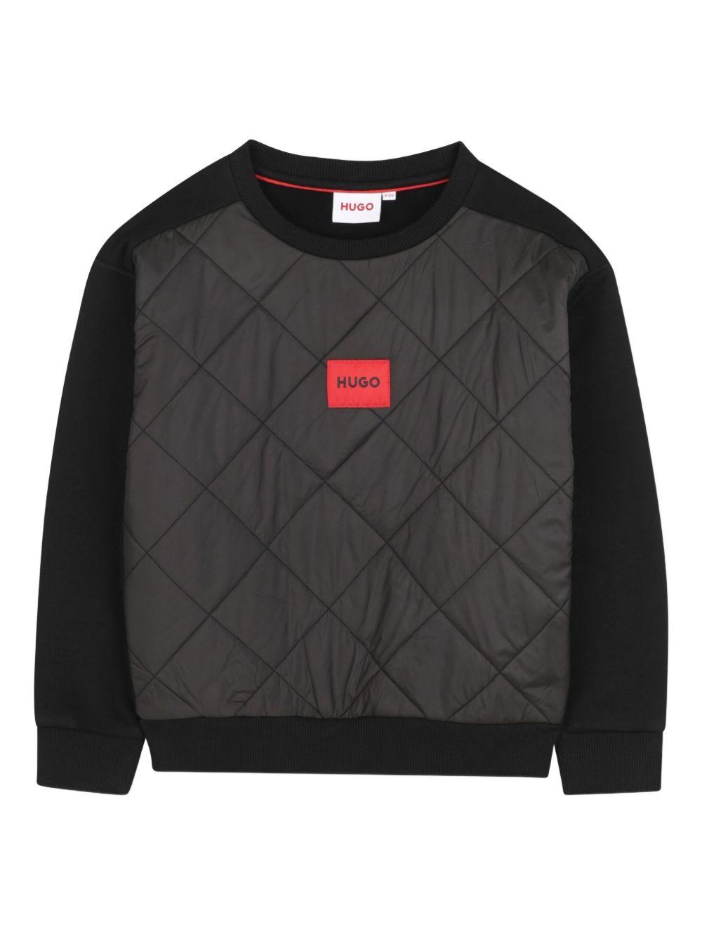 Felpa per bambino Hugo Kids nero con inserti trapuntati G00450 09B Hugo 