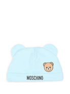Set berretto e bavaglino per neonato Moschino Kids azzurro con motivo Teddy Bear MUY09NLCA40 40304 MOSCHINO KIDS 
