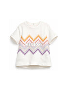 T-shirt per neonati Missoni Kids bianca con stampa zigzag MZ8001 Z3672 102 MISSONI KIDS 