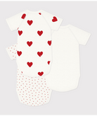 Set di tre body per neonati Petit Bateau bianco con maniche corte A04O7 00 PETIT BATEAU KIDS 