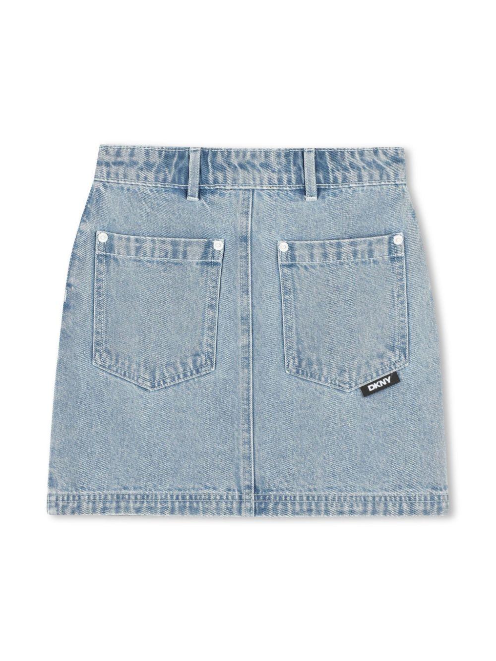 Minigonna con paillettes per bambina Dkny Kids blu con vita media D62259 Z04 DKNY 