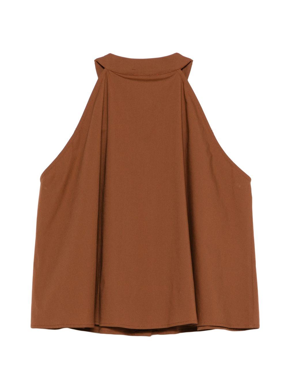 Top per donna Merci marrone con scollo all'americana TOM039 COCOA MERCI 