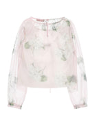 Blusa per bambina Monnalisa  rosa chiaro con stampa a fiori 71G308 7657 0091 MONNALISA KIDS 