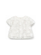 Top per bambina Balmain Kids bianco con motivo floreale BY5021 U0263 100 BALMAIN KIDS 